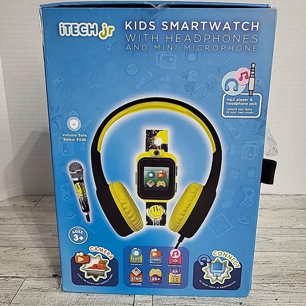 itech jr Kids Smartwatch with Headphones  3+ MP3‎ Camera Record 25+ Game STEM